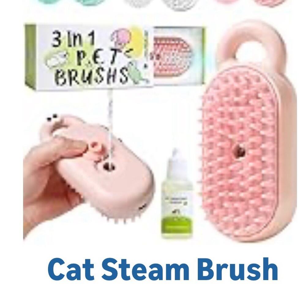 Cat & Dog Steam Brush 3-in-1 Pet Hair Remover, Cleaner & Massager for All Pets